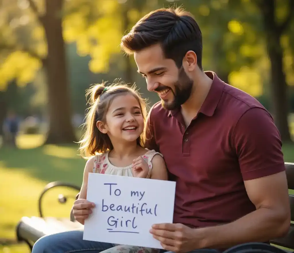 A father and daughter sharing a joyful birthday moment