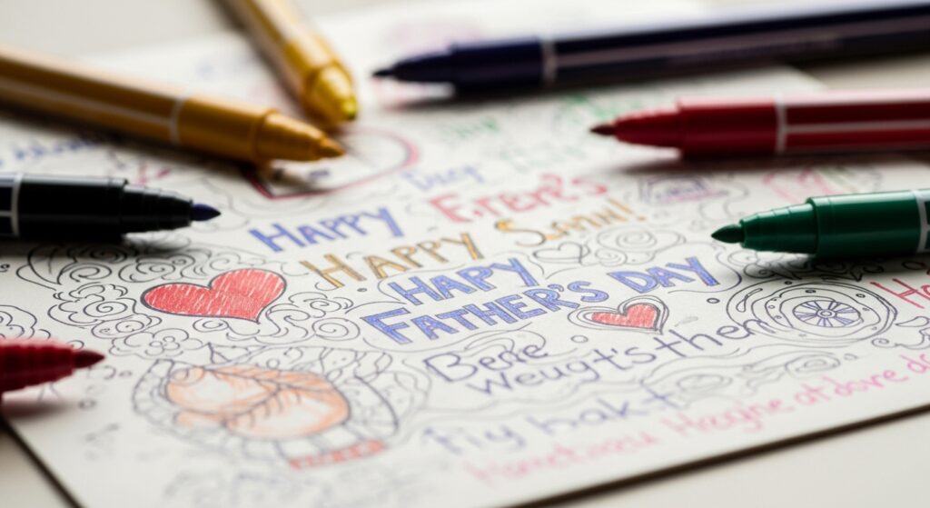 personalized Father’s Day card with creative message and doodles