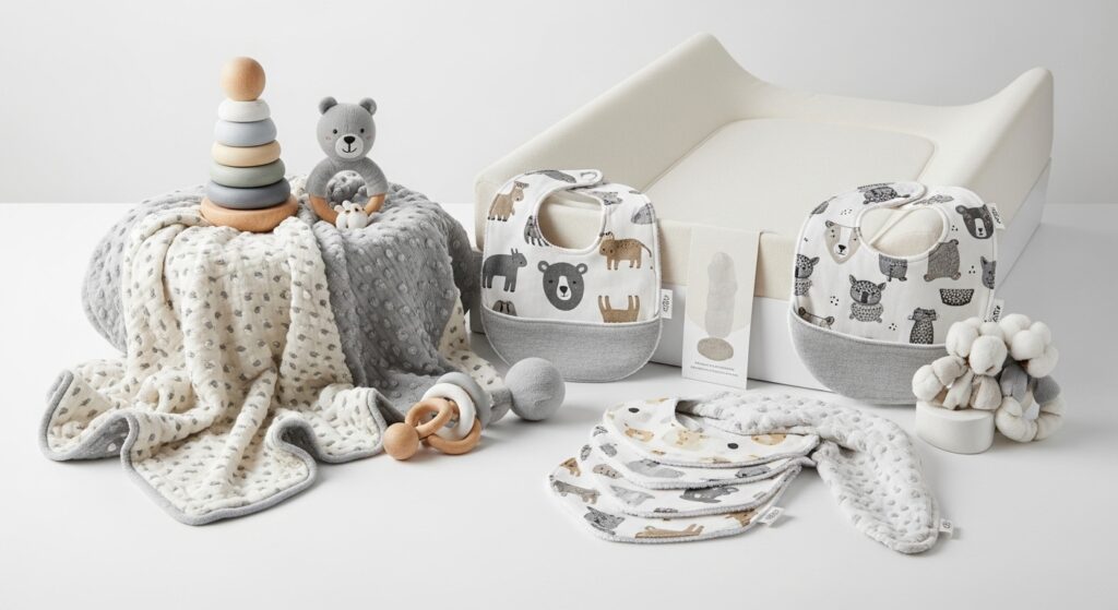 Stylish and modern baby boy shower gifts without traditional blue themes