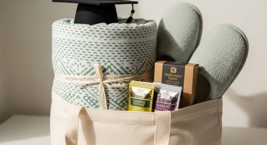 Graduation gift idea with therapeutic weighted blanket
