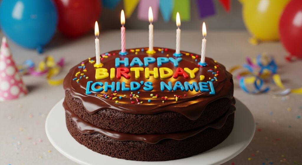 chocolate birthday cake with name for kids”)