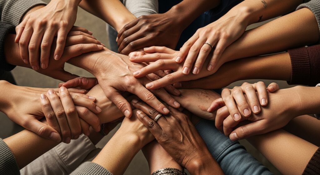 Maya Angelou on Equality and Unity - Hands Reaching for One Another.