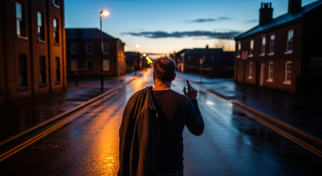 man walking away from a toxic relationship or situation with peace]