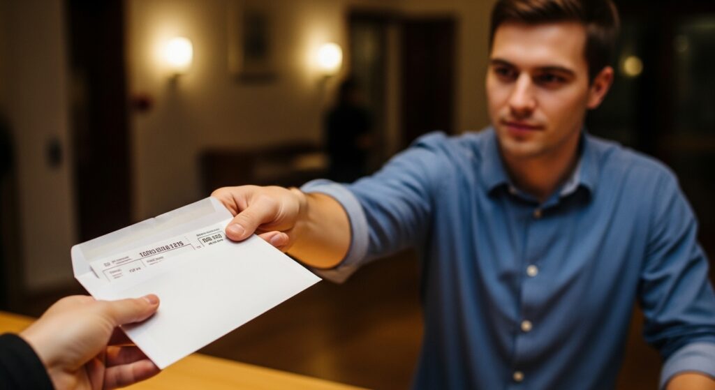 Man gifting experience tickets as a birthday present
